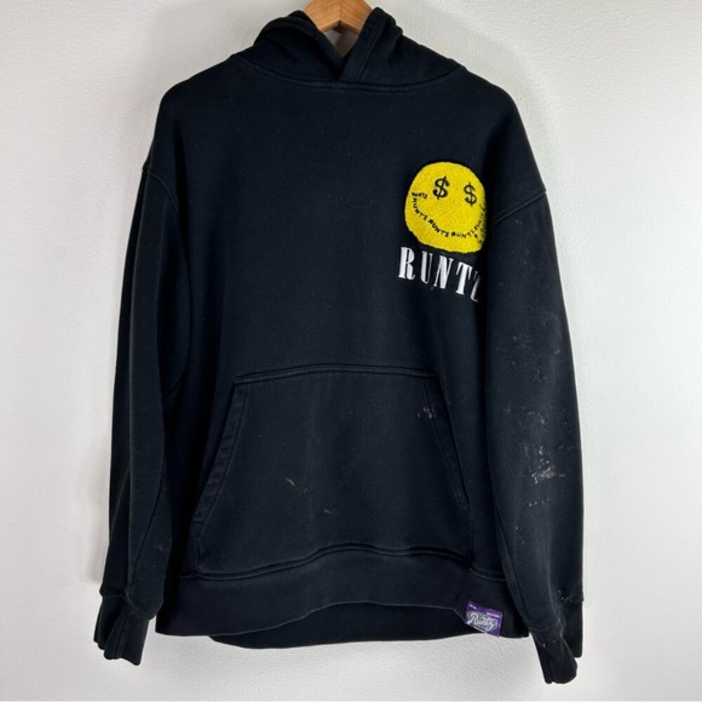 Runtz Worldwide Men's Grunge Streetwear Skater Black Smiley Hoodie Size XL
